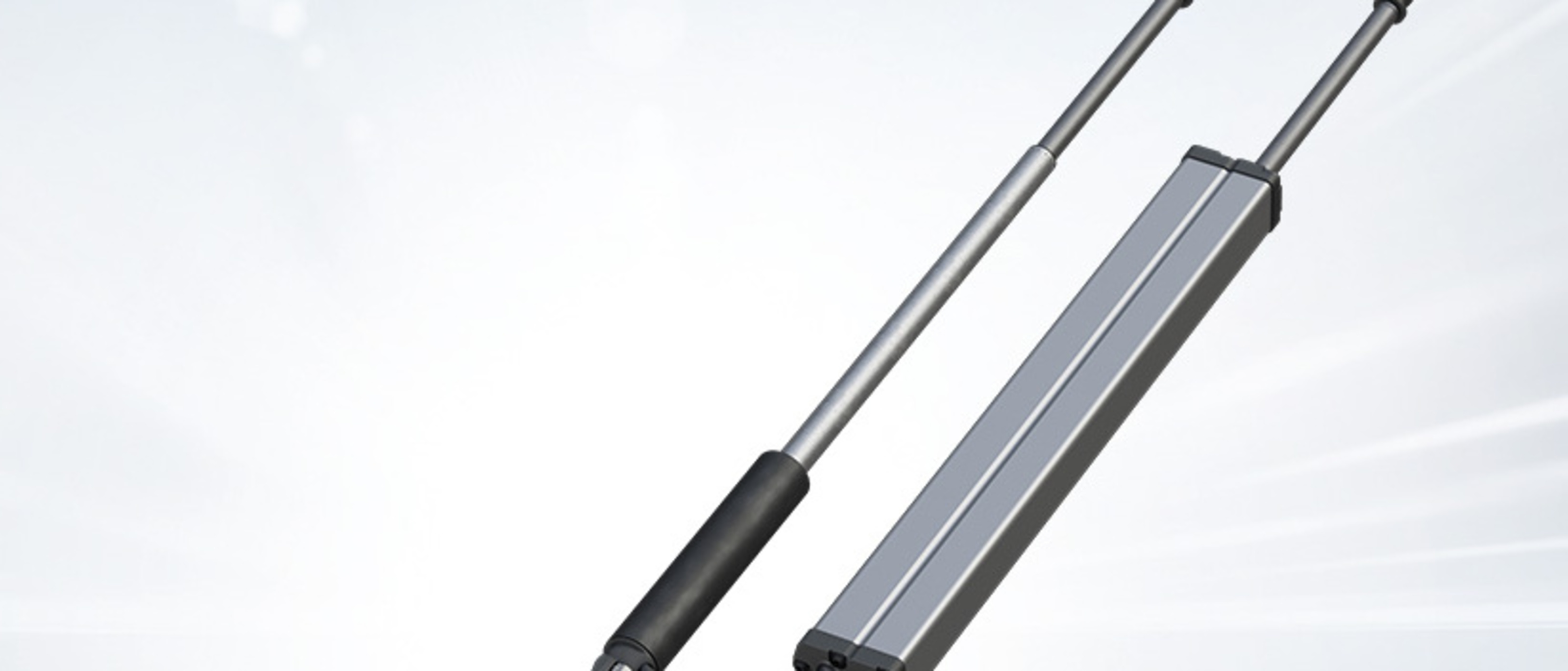 Zwei elektrische Edelstahl-Linearantriebe, geschlossen und geöffnet, zeigen robuste Bauweise.