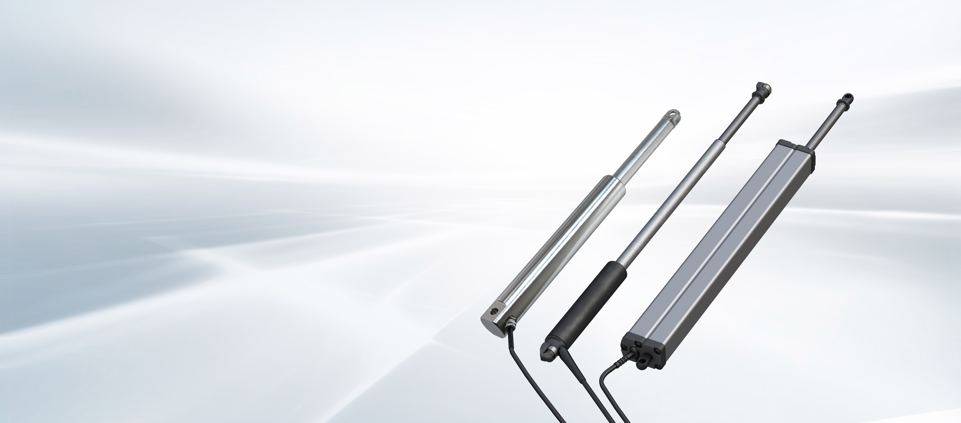 Drei lineare Antriebe Edelstahl INOX IPR35 und IPR40 nebeneinander als Übersicht