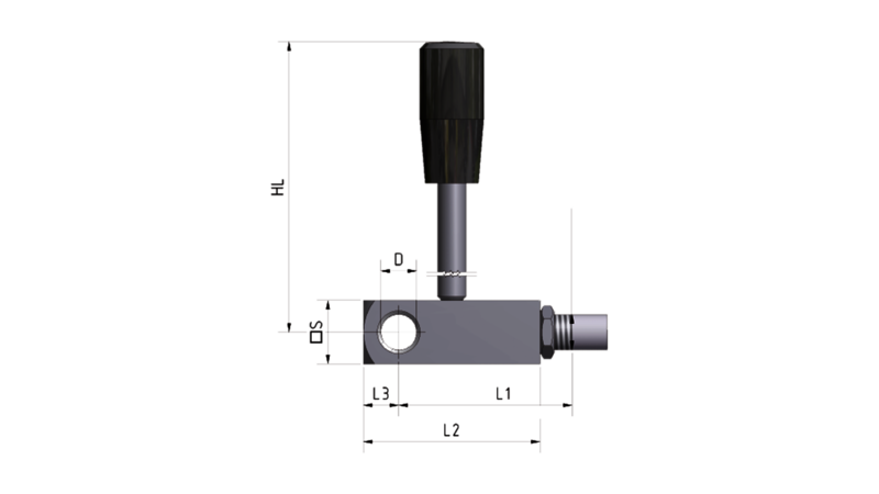 Schnittdarstellung eines Ventils mit Hebelmechanik, zeigt Innenaufbau und Funktionsprinzip.